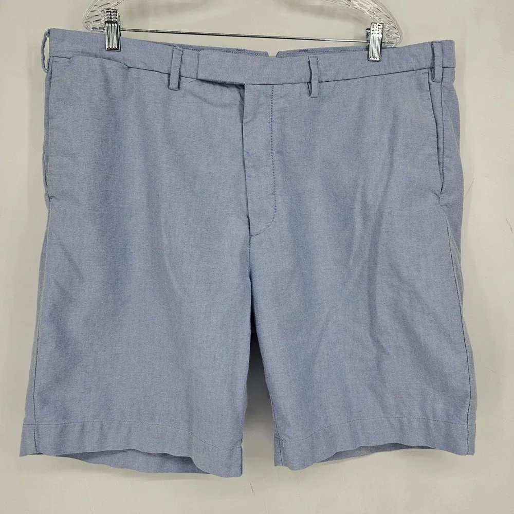 Vintage Polo Ralph Lauren Shorts Mens 42T Chino Classic Blue Flat Front Oxford